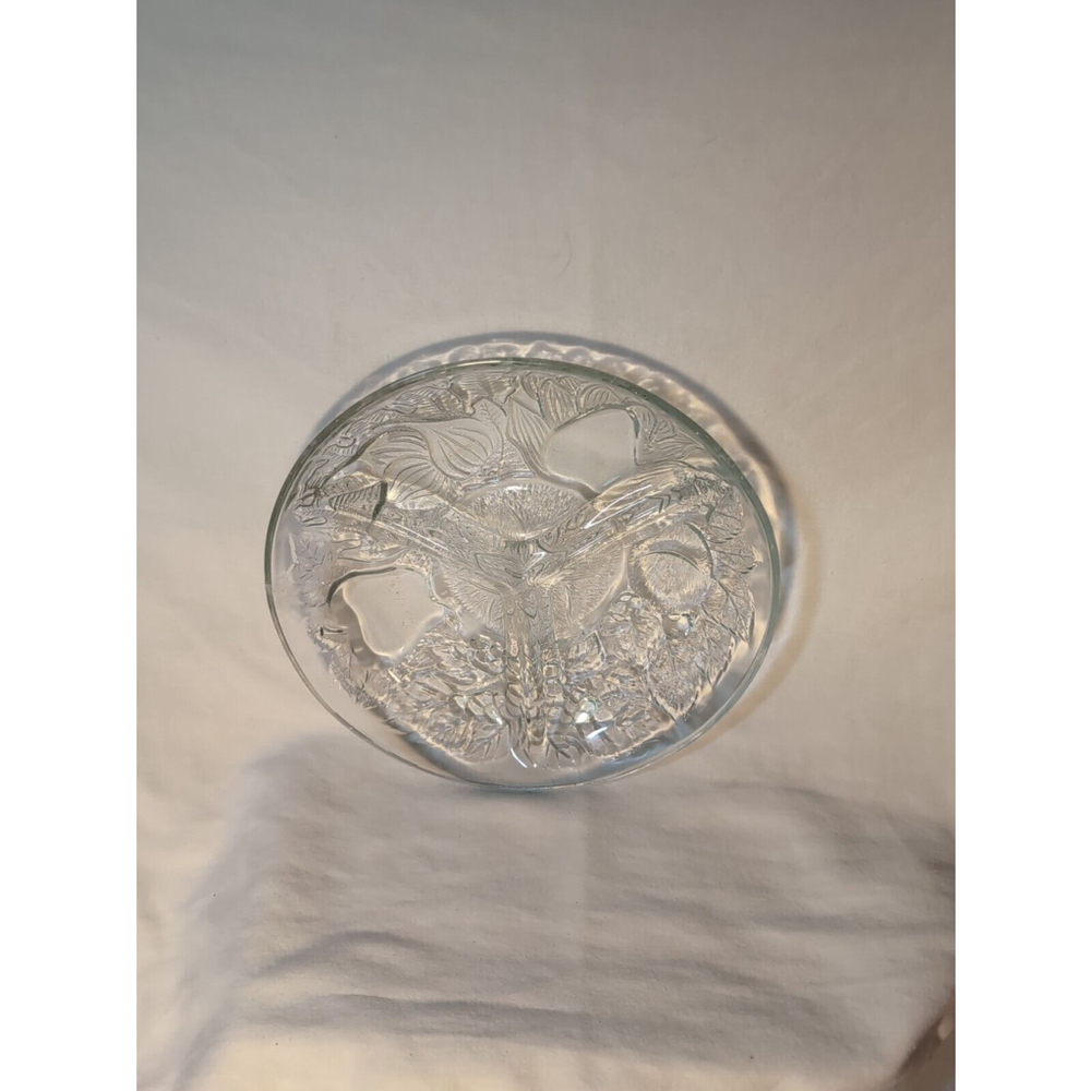 Molded Bowl Fall Themed Clear Glass, Three Sections